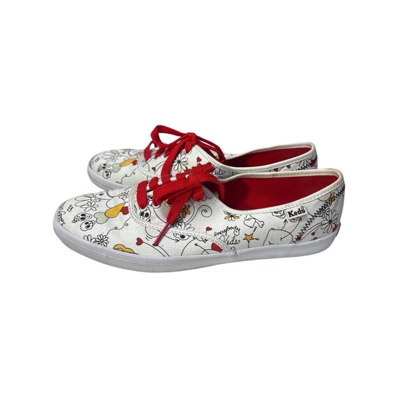 Keds Womens Day of the Dead Print Sneakers With Red Laces 9 - Picture 1 of 7